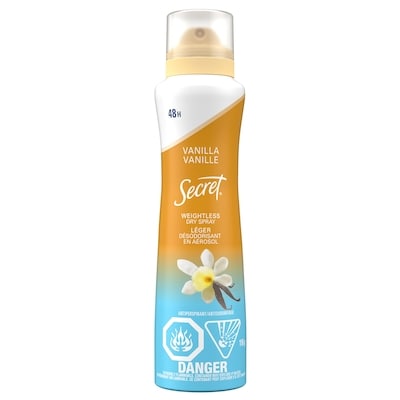 Secret Désodorisant et antisudorifique  en aérosol, Vanille et huile d’argan 116 g, 7,75 $/100g