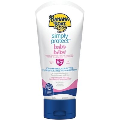 Banana Boat Simply Protect™ Baby Mineral Sunscreen Lotion, SPF 50+ 150 ml, $7.99/100ml