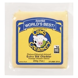 Cows Creamery Extra Old Cheddar 32% M.F. Cheddar Cheese 200 g, $6.50/100g