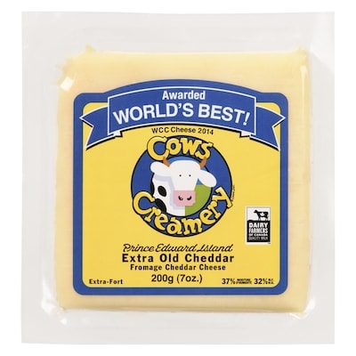 Cows Creamery Extra Old Cheddar 32% M.F. Cheddar Cheese 200 g, $3.50/100g