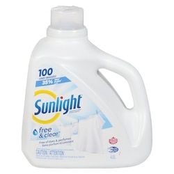 Sunlight Free & Clear Laundry Detergent, 100 loads 4 l, $0.40/100ml
