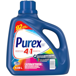Purex Advanced Stain Fighter 4 en 1 détergent à lessive liquide, 92 brassées 4.08 l, 0,34 $/100ml