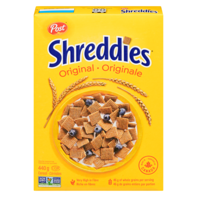 Post Céréales originales Shreddies 440 g, 1,25 $/100g