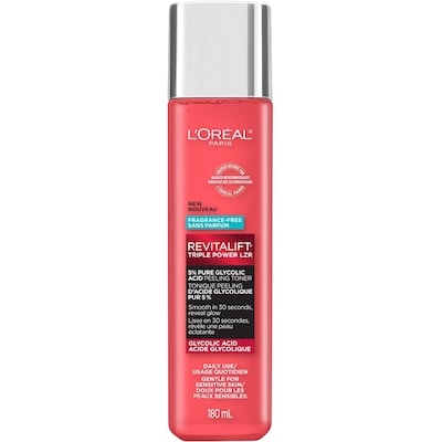 L'Oreal Paris Triple Power LZR 5% Glycolic Acid Peeling Toner with Aloe Vera 180 ml, $13.88/100ml