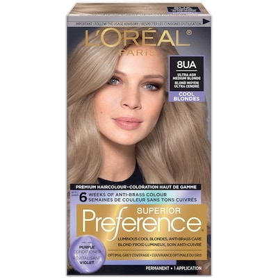 L’Oréal 8UA Blond Moyen Ultra Cendré, Permanent Coloration pour femmes 1 ea, 19,99 $/1ch