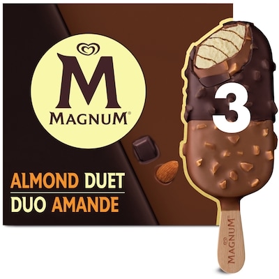 Magnum Barre de Crème Glacée Duo Amande faite avec du chocolat belge 3x85.0 ml, 2,74 $/100ml