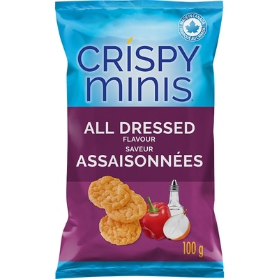 Quaker Crispy Minis All Dressed Brown Rice Cakes 100 g, $3.29/100g