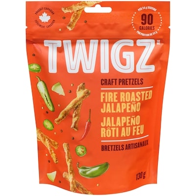 Twigz Fire Roasted Jalapeño Craft Pretzels 130 g, $3.84/100g