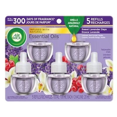 Air Wick Assainisseur d'air à brancher, Recharges d'huiles parfumées, Lavande, 5 recharges  5 ea, 3,20 $/1ch