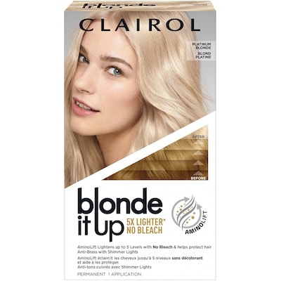 Clairol Blonde It Up, Platinum Blonde, Permanent Hair Dye, 5x lift with no bleach 1 ea, $14.99/1ea
