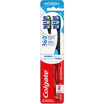 Colgate 360 Advanced Floss-Tip Toothbrush, Adult Soft Toothbrushes 2 ea, $5.50/1ea