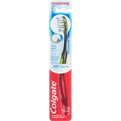 Colgate 360 Advanced Floss Tip Medium Bristles Toothbrush for adults 1 ea, $5.99/1ea