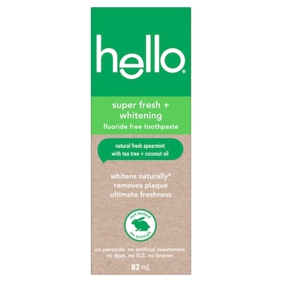 Hello Super Fresh Whitening Fluoride Free Toothpaste, Spearmint 82 ml, $11.57/100ml