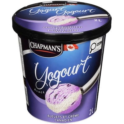 Chapman’s Yogourt glacé bleuets et crème canadien 2 l, 0,38 $/100ml