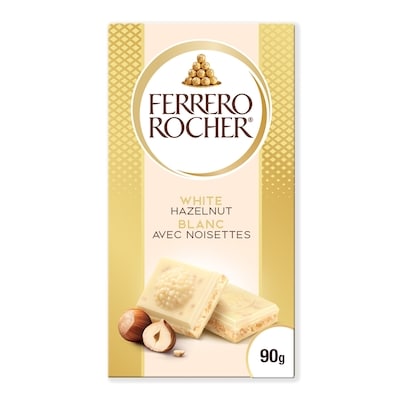 FERRERO ROCHER Premium Chocolate Bar, White Chocolate with Hazelnut 90 g, $4.43/100g