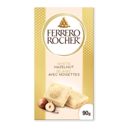 FERRERO ROCHER Tablette de chocolat de qualité supérieure, chocolat blanc avec noisettes 90 g, 3,33 $/100g