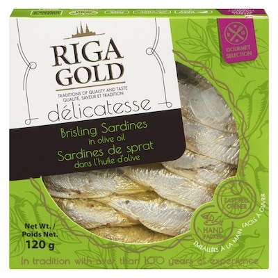 Riga gold Délicatesse Brisling Sardines In Olive Oil 120 g, $4.16/100g