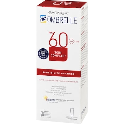 Soin complet lotion écran solaire pour peaux sensibles sensibilité avancée fps 60 uva + uvb