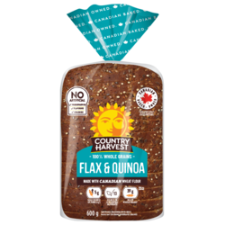 Country Harvest Pain Lin et quinoa 600 g, 0,57 $/100g