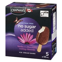 Chapmans No Sugar Added Lactose Free Ice Cream Bars Vanilla With A