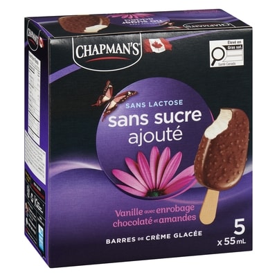 Sans sucre ajouté sans lactose barres de crème glacée Vanille avec enrobage chocolaté et amandes