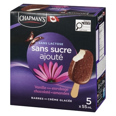 Sans sucre ajouté sans lactose barres de crème glacée Vanille avec enrobage chocolaté et amandes