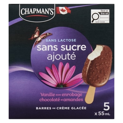 Sans sucre ajouté sans lactose barres de crème glacée Vanille avec enrobage chocolaté et amandes