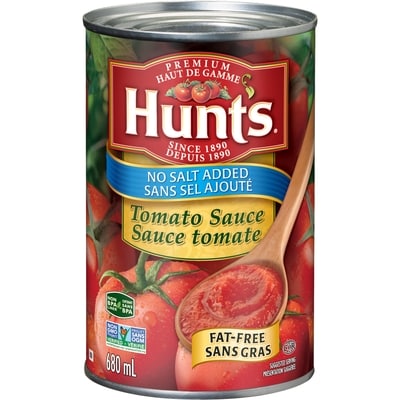 Hunt’s Sauce Tomate sans sel ajouté 680 ml, 0,48 $/100ml