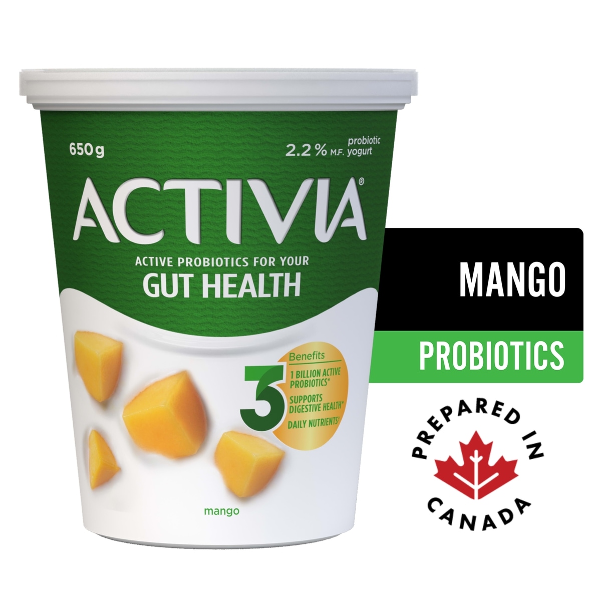 Activia Yogurt with Probiotics, Mango Flavour Tub 650 g, $0.84/100g