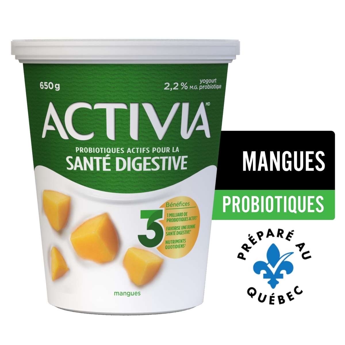 Activia Yogourt Probiotique, Saveur Mangue 650 g, 0,69 $/100g