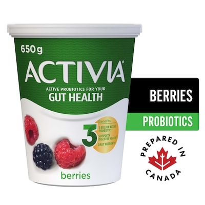 Activia Probiotic Yogurt, Fieldberry 650 g, $0.62/100g