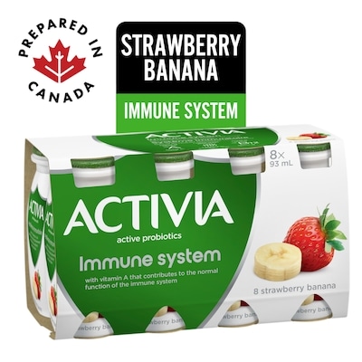 Activia Probiotic Yogurt Drink, Strawberry-Banana, Immune System 8x93.0 ml, $1.14/100ml