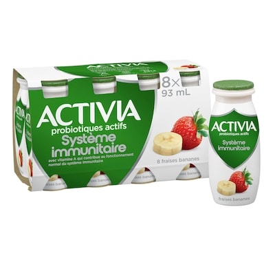 Yogourt probiotique à boire, fraises-bananes