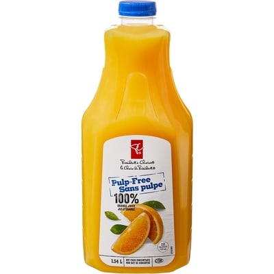 President's Choice Pulp Free Orange Juice 1.54 l, $0.32/100ml