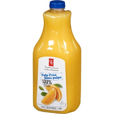 Jus d’orange 100 % sans pulpe