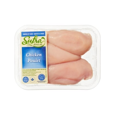 Sufra Poitrines de poulet désossées sans peau Halal 645 g, 2,02 $/100g