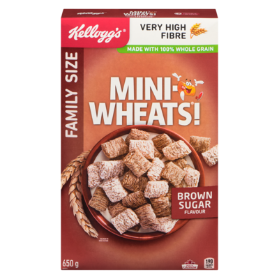 Kelloggs Mini Wheats Brown Sugar Flavour Family Size Cereal 650 g, $1.15/100g