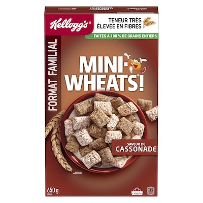 Kellogg’s Mini Wheats Saveur De Cassonade Format Familial Céréales 650 g, 1,23 $/100g
