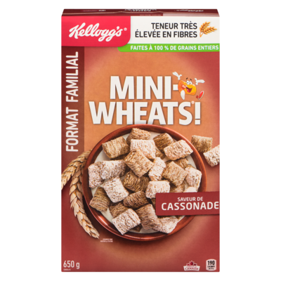 Kellogg’s Mini Wheats Saveur De Cassonade Format Familial Céréales 650 g, 1,23 $/100g