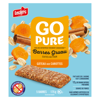 Go Pure barres gruau gâteau aux carottes 5 barres