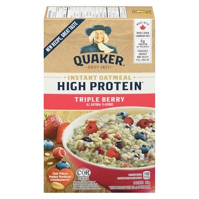 Quaker High Protein Triple Berry Flavour Instant Oatmeal 228 g, $2.85/100g