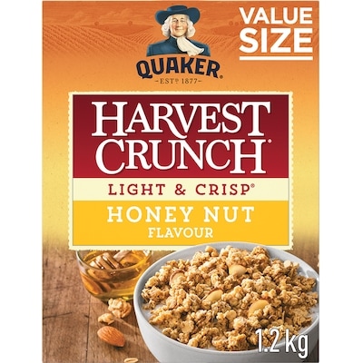 Quaker Harvest Crunch Light & Crisp Honey Nut Flavour Granola Cereal, Value Size 1.2 kg, $1.00/100g