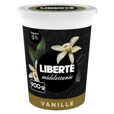 Liberté Yogourt Méditerranée 9 %, vanille 900 g, 0,72 $/100g