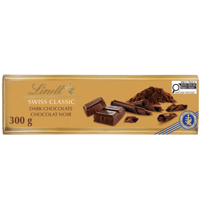 Lindt SWISS CLASSIC Gold Surfin Barre de chocolat noir 300 g, 4,50 $/100g