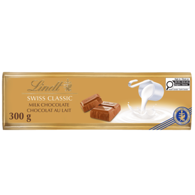 Lindt SWISS CLASSIC Gold Barre de chocolat au lait 300 g, 4,16 $/100g