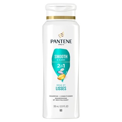 Pantene Shampooing et revitalisant 2 en 1 PRO-V Smooth & Sleek 355 ml, 1,69 $/100ml