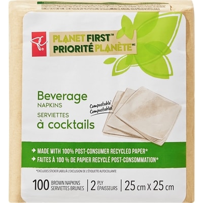 le Choix du Président Serviettes a cocktails Priorité Planète 100 ea, 0,04 $/1ch