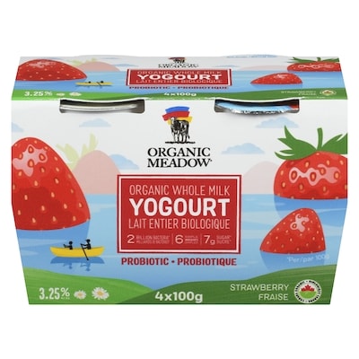 Organic Meadow Organic Yogurt, Strawberry 4x100.0 g, $1.75/100g