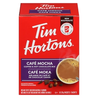 Tim Hortons Café Mocha Coffee & Hot Chocolate Mix Instant Coffee Mix With Natural Flavours 8 ea, $1.00/1ea