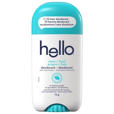 Hello Déodorant sans aluminium propre + frais pour femmes et hommes 73 g, 13,68 $/100g